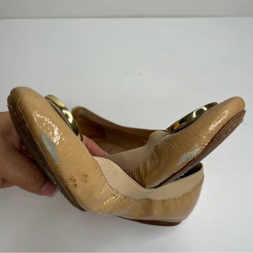 TORY BURCH Caroline Elastic Patent Leather Ballet Ballerina Flats Size 7